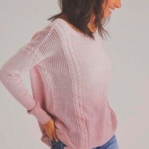 NWT AMERICAN EAGLE pink ombré mixed cable stitch sweater